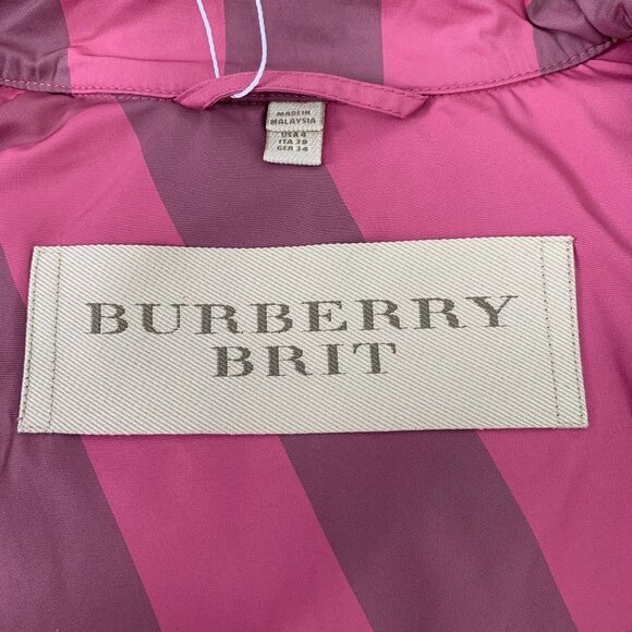 Burberry Womens Pink & Brown Plaid Polyester Trench Coat With Belt Size S - Picture 7 of 7